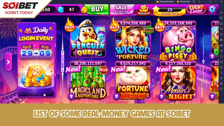รายชื่อเกมเงินจริงบางส่วนที่ SOIBET
